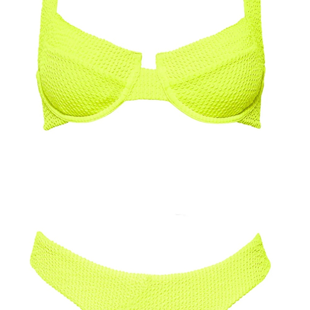 vetchy Neon Yellow Textured Underwire Bikini - Women Swim
